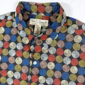 Tori Richard Mens M Cotton Lawn Button Up Shirt Multicolor Geometric Polka Dot